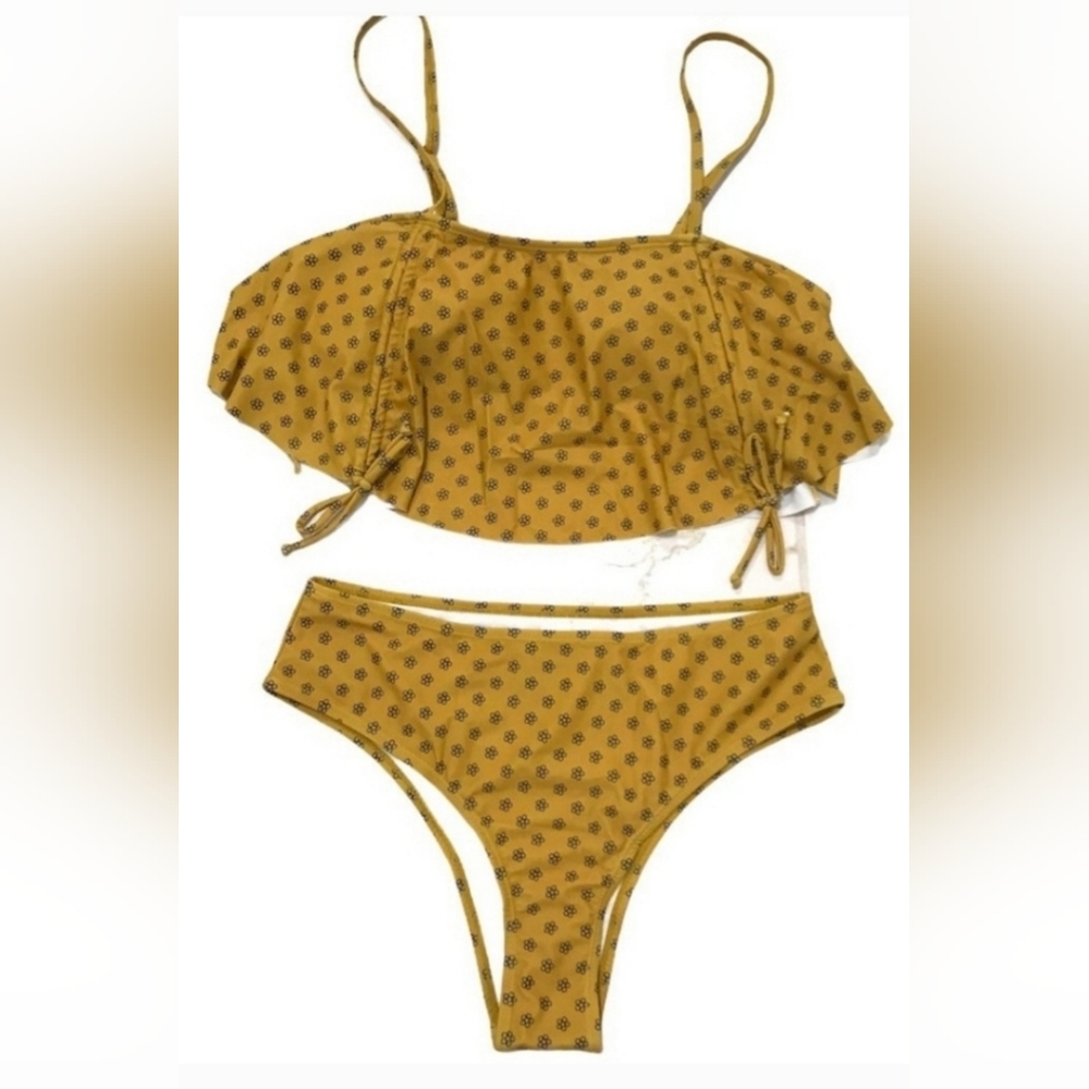 NWOT Roaton Swimsuit 2 Piece Gold ✨️ with 🌼 Flowers Size Small